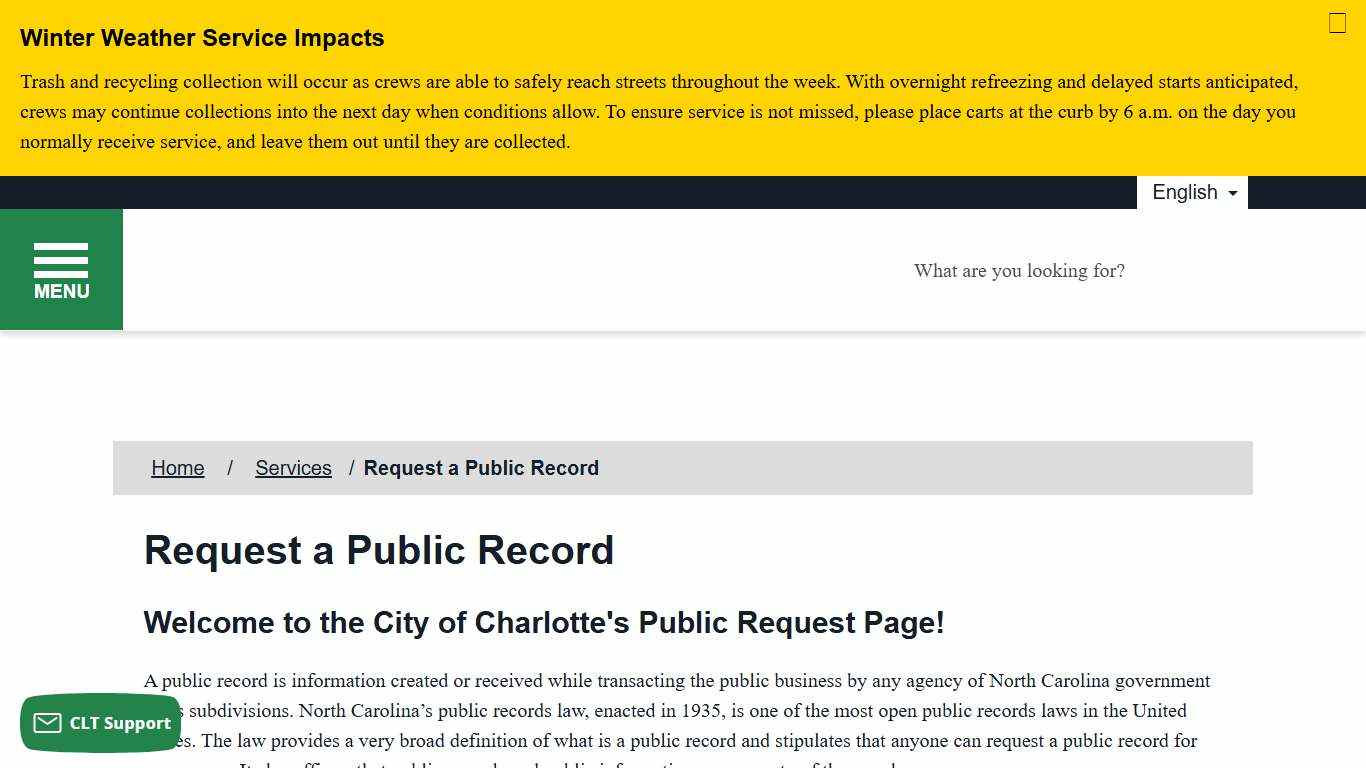 Request a Public Record - City of Charlotte