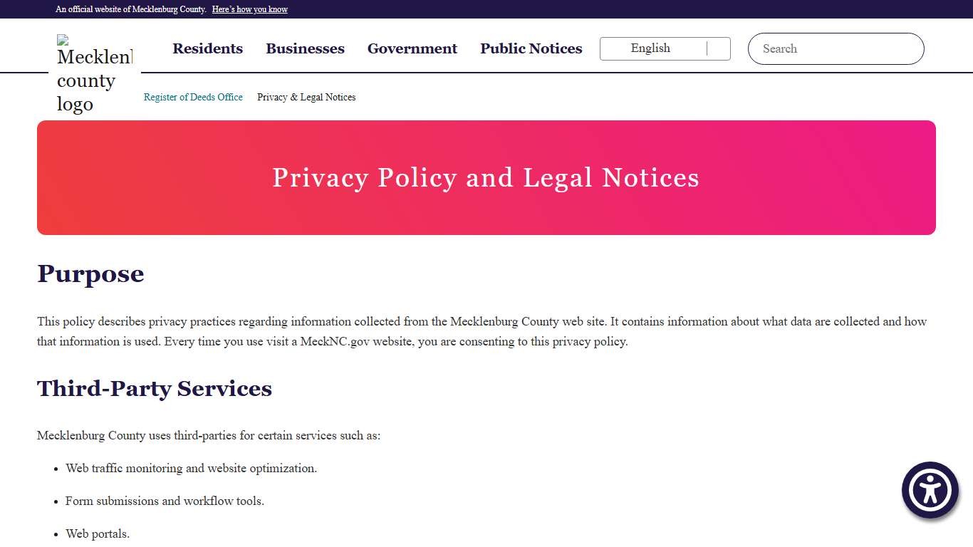 Privacy & Legal Notices Register of Deeds Office